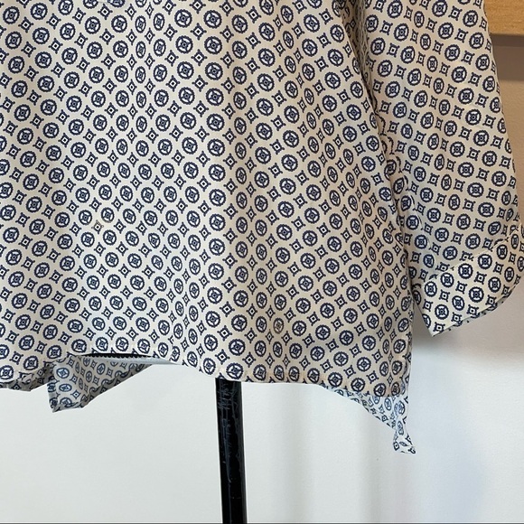 JOIE Nepal Medallion Tile Print 100% Silk Top Blouse Cream Blue Sz Small. - Picture 5 of 9